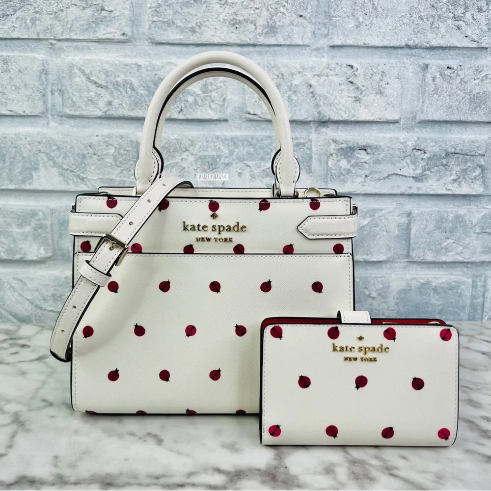 Kate Spade Staci Ladybug Small Satchel Crossbody & Medium Compact Bifold Wallet